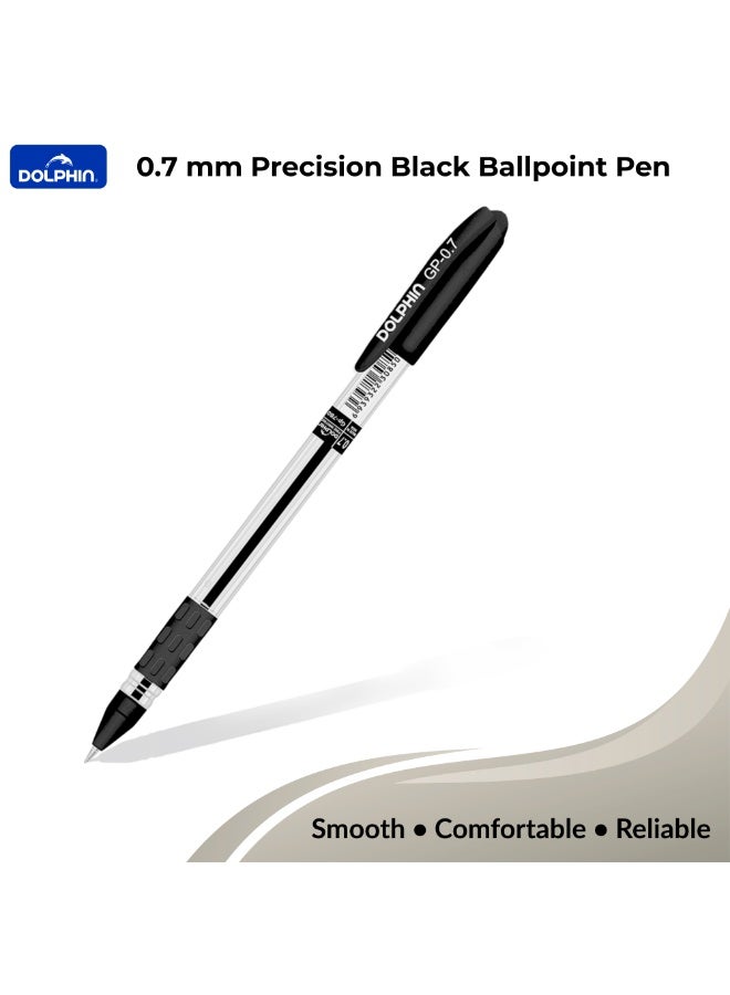 دولفين أقلام حبر جاف دولفين GP780 مقاس 0.7 مم – كتابة ناعمة بحبر أسود، أقلام مريحة للمكتب والمدرسة، عبوة 36 قلم - Image 2